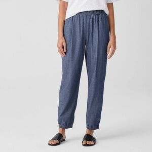EILEEN FISHER NEW 1X Airy Organic Cotton Twill Jogger Pants in Denim Blue